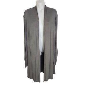 Barefoot Dreams Womens Long Cardigan Small Luxe Ribbed Jersey Green Robe Lounge